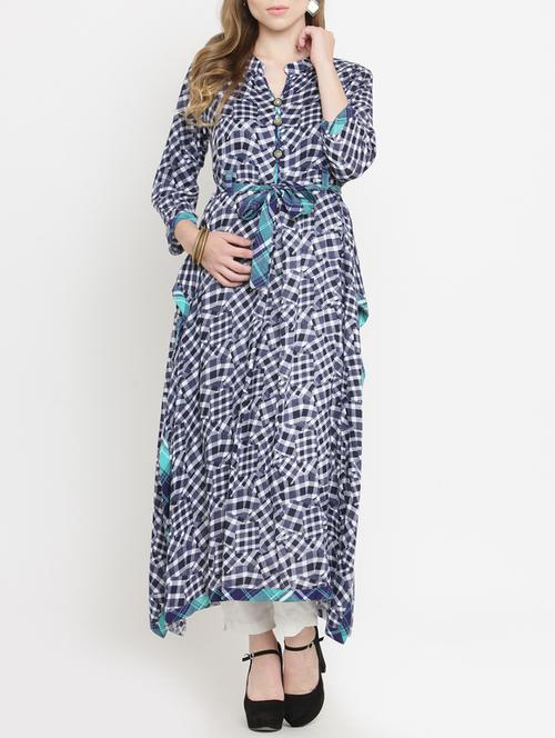 checker asymmetric kurta - 15359131 - Very Small Image - 1