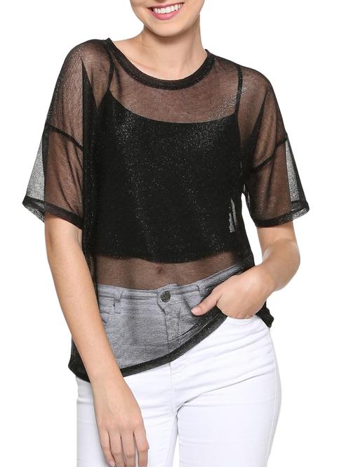 shimmery mesh sheer top - 15359438 - Very Small Image - 1