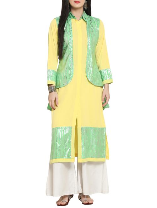 straight kurta with jacket - 15359541 - Very Small Image - 1