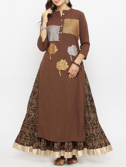hand block printed kurta & skirt set - 15359811 - Very Small Image - 1