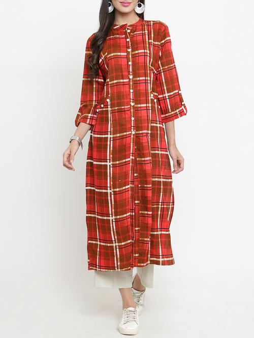 checks kurta pant set - 15359819 - Very Small Image - 1