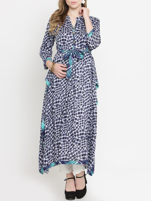 front tie knot kurta pant set - 15359823 - Very Small Image - 1