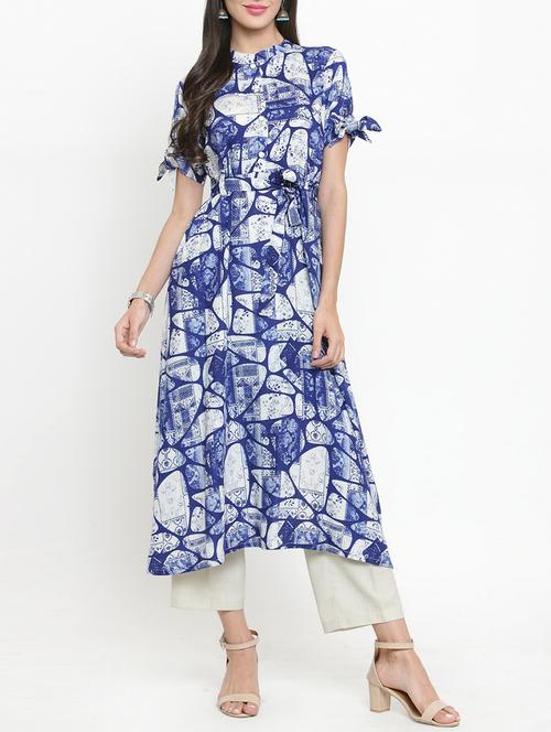 printed flared kurta pant set - 15359828 - Very Small Image - 1
