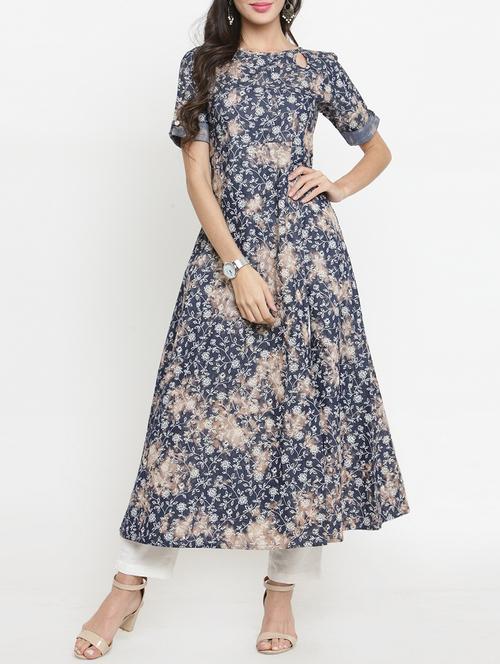 printed a-line kurta & pant set - 15359844 - Very Small Image - 1