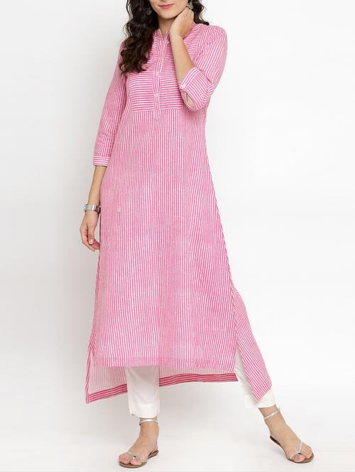 stripe asymmetrical kurta pant set - 15359886 - Very Small Image - 1