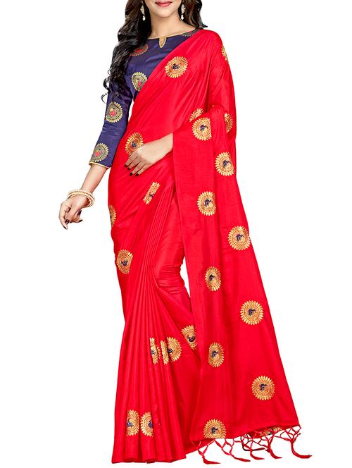 peacock embroidered saree with tassels with blouse - 15360759 - Very Small Image - 1