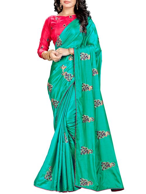 peacock embroidered saree with tassels with blouse - 15360762 - Very Small Image - 1