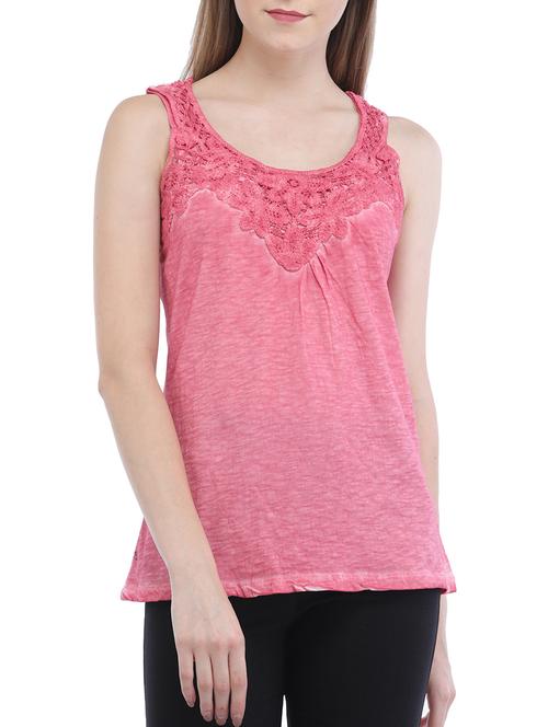 lace detail neck top - 15360808 - Very Small Image - 1