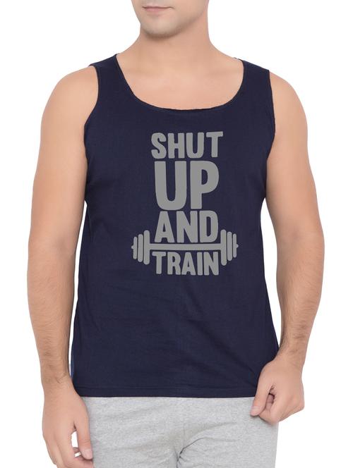 navy cotton blend vest - 15360834 - Very Small Image - 1