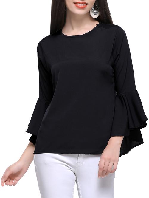 keyhole back bell sleeved top - 15360946 - Very Small Image - 1