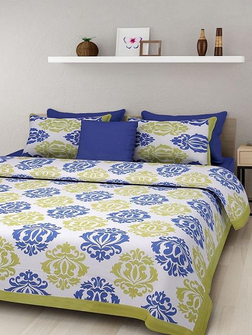 cotton queen size bedsheet with 2 pillow covers - 15361014 - Very Small Image - 1