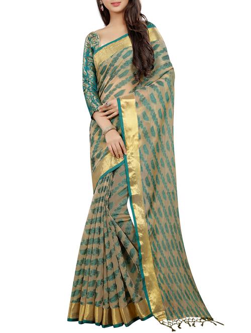 jacquard work saree with tassels with blouse - 15362098 - Very Small Image - 1