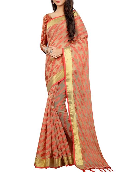 jacquard work saree with tassels with blouse - 15362099 - Very Small Image - 1
