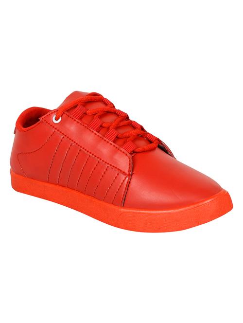 red leatherette lace up sneakers - 15362450 - Very Small Image - 1