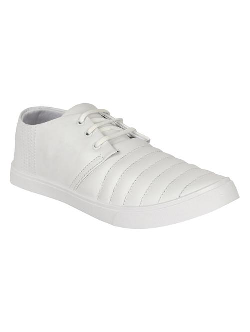 white leatherette lace up sneakers - 15362451 - Very Small Image - 1