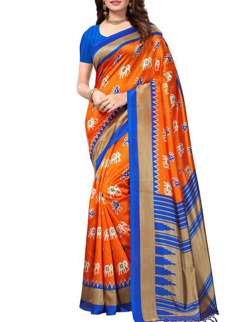 conversational printed saree with blouse - 15362752 - Very Small Image - 1