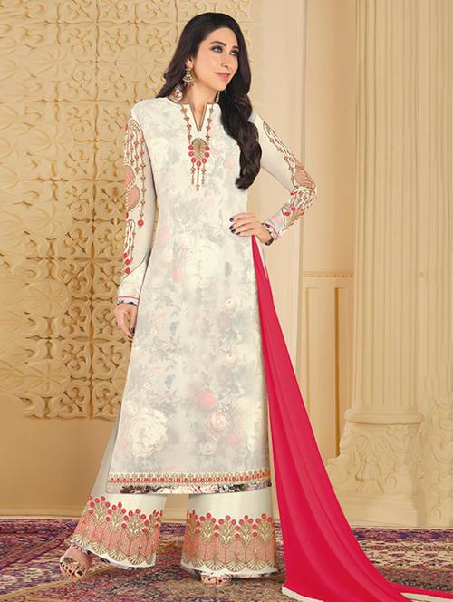 embroidered unstitched palazzo suit - 15363477 - Very Small Image - 1