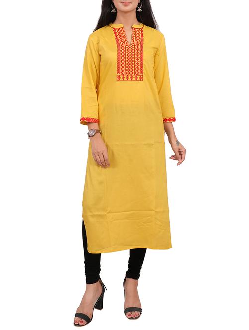 embroidered straight kurta - 15363661 - Very Small Image - 1