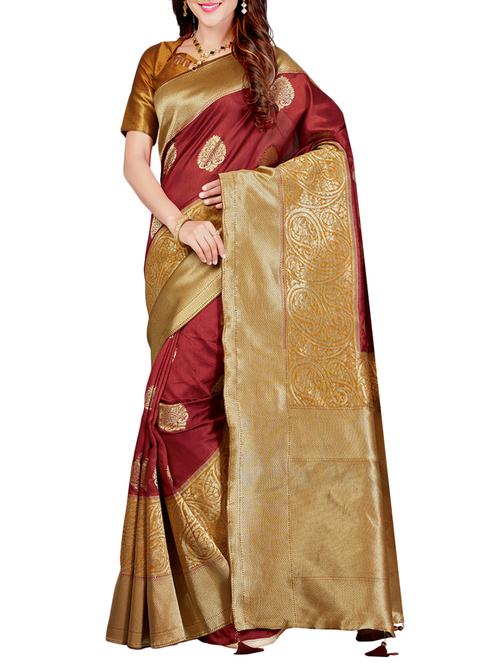 zari motifs banarasi saree with blouse - 15363685 - Very Small Image - 1