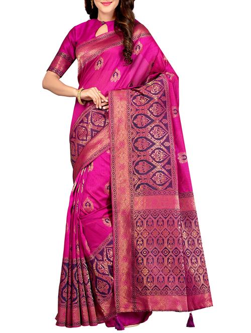 zari motifs banarasi saree with blouse - 15363686 - Very Small Image - 1