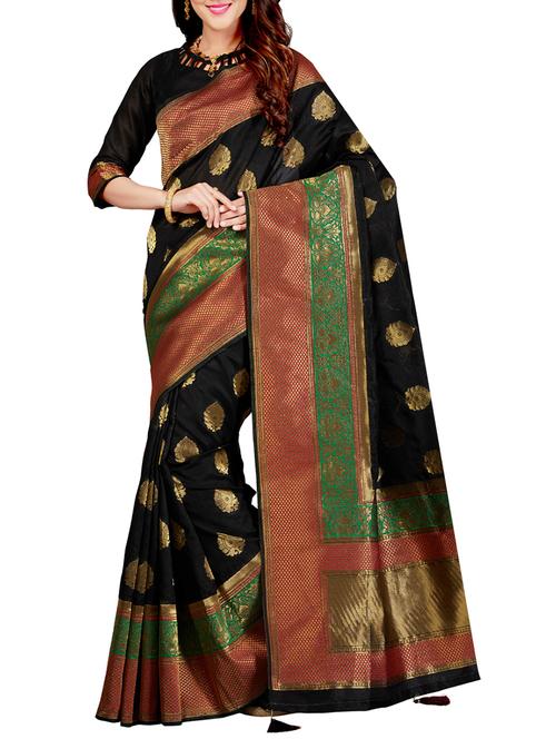 delicate golden border banarasi saree with blouse - 15363691 - Very Small Image - 1