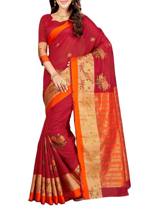 delicate golden border embroidered saree with blouse - 15363695 - Very Small Image - 1
