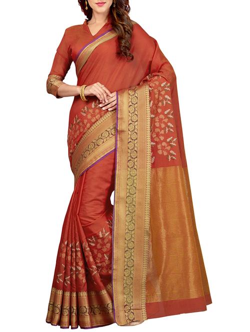 delicate golden border embroidered saree with blouse - 15363699 - Very Small Image - 1