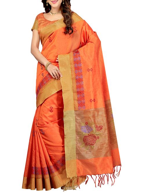 delicate golden border embroidered saree with blouse - 15363704 - Very Small Image - 1