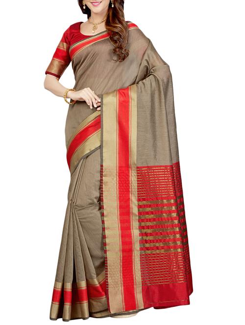 delicate golden border saree with blouse - 15363709 - Very Small Image - 1