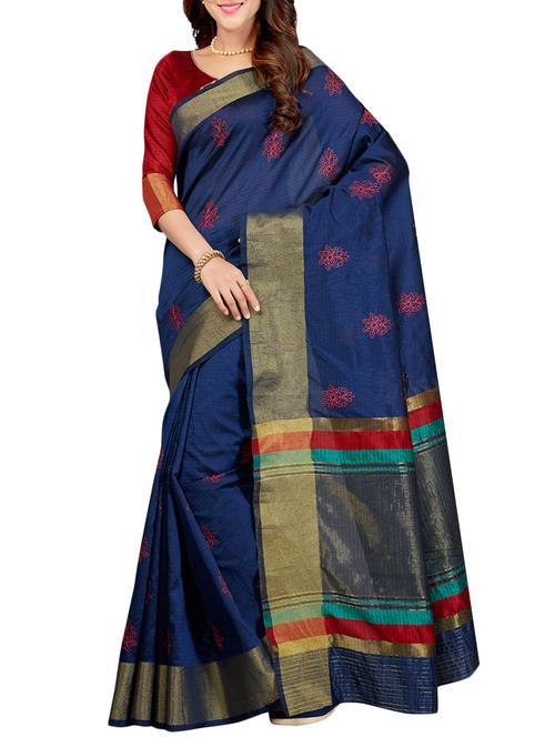 delicate golden border embroidered saree with blouse - 15363725 - Very Small Image - 1