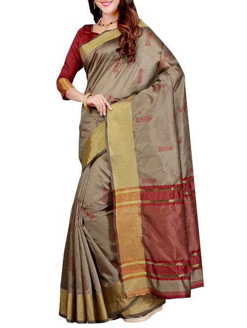 delicate golden border embroidered saree with blouse - 15363726 - Very Small Image - 1