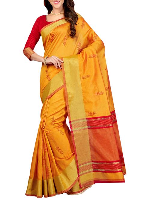 delicate golden border embroidered saree with blouse - 15363727 - Very Small Image - 1