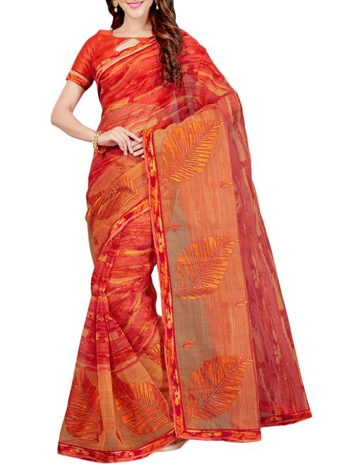 embroidered bordered kota doria saree with blouse - 15363736 - Very Small Image - 1