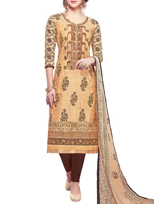 embroidered unstitched churidaar suit - 15363787 - Very Small Image - 1