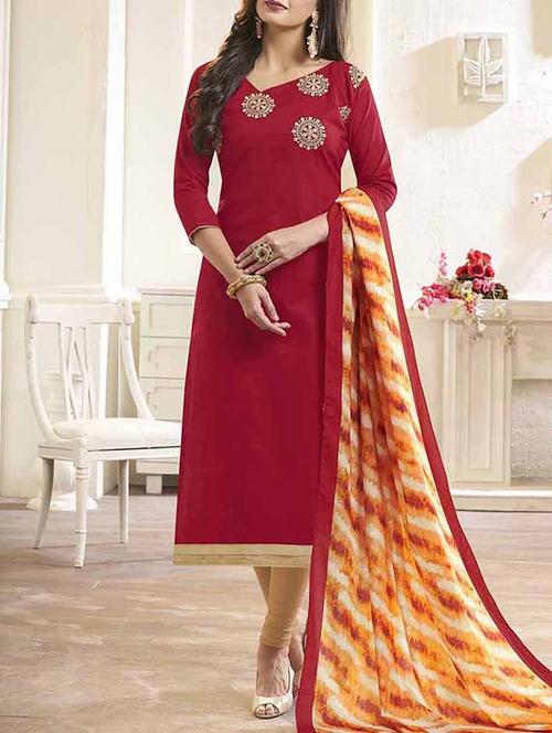 embroidered unstitched churidaar suit - 15363826 - Very Small Image - 1