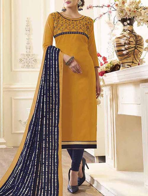 embroidered unstitched churidaar suit - 15363830 - Very Small Image - 1