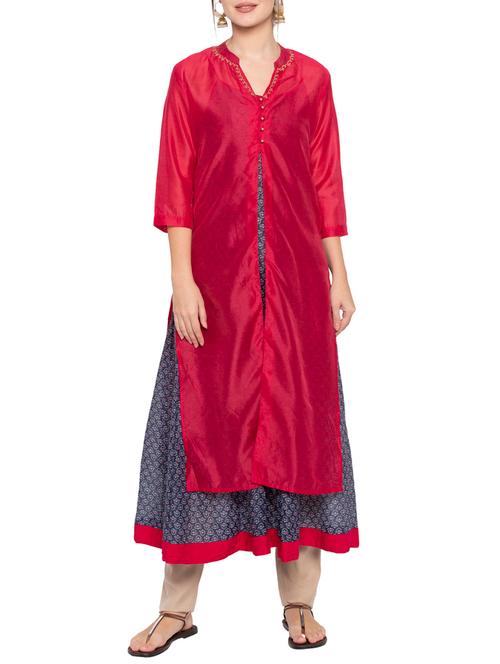 apple red layered kurta - 15364380 - Very Small Image - 1