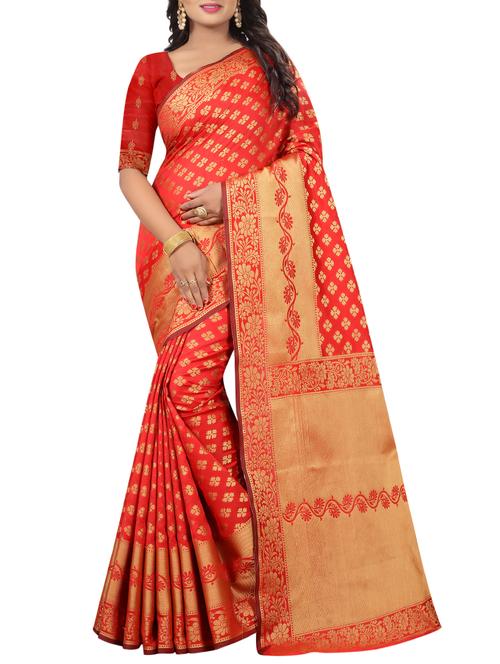 zari work kanjivaram saree with blouse - 15364793 - Very Small Image - 1