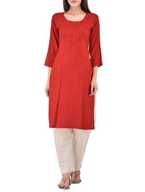 straight pintucks kurta - 15366116 - Very Small Image - 1