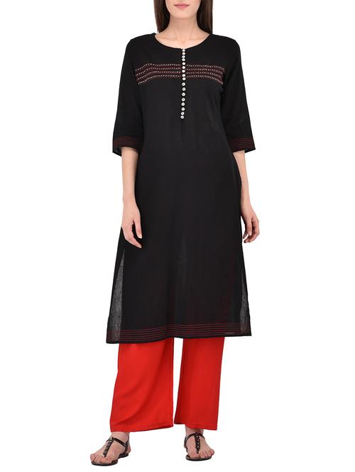 straight embroidered kurta - 15366120 - Very Small Image - 1