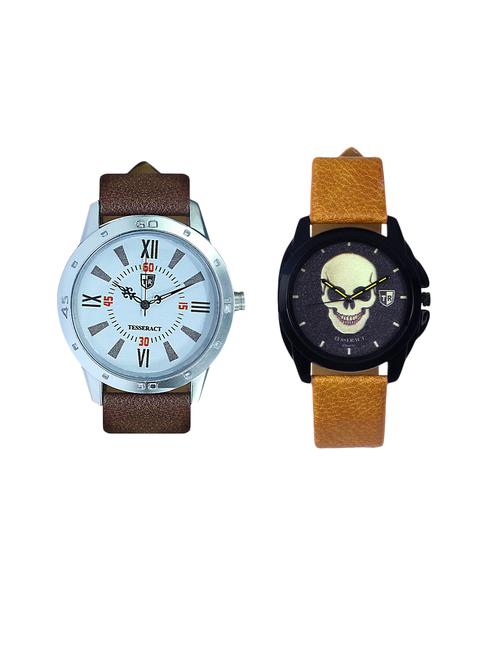 tesseract white dial & black skull face dial men's & boy's analogue watches (uchtx029+ubrgs047) - 15366401 - Very Small Image - 1