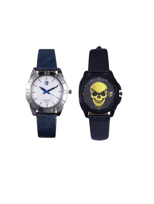 tesseract white dial & black skull face dial analogue watches (sblw031+ubgs055) - 15366426 - Very Small Image - 1