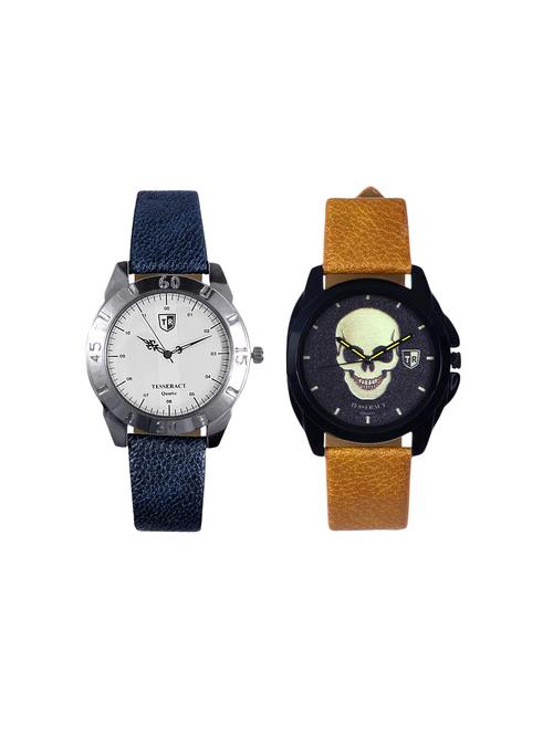 tesseract white dial & skull face dial men's analogue watches (sblofw035+ubrgs047) - 15366461 - Very Small Image - 1