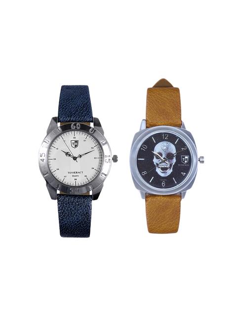 tesseract white dial & skull face dial men's analogue watches (sblofw035+ubrss049) - 15366462 - Very Small Image - 1