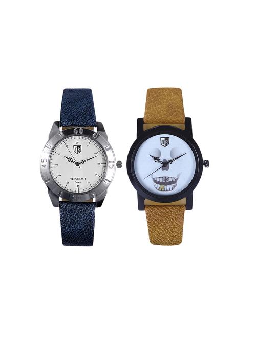 tesseract white dial & white skull face dial men's analogue watches (sblofw035+ubrws057) - 15366466 - Very Small Image - 1