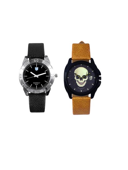 tesseract black dial & black skull face dial men's analogue watches (sbb037+ubrgs047) - 15366479 - Very Small Image - 1