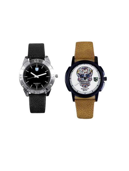 tesseract black dial & white skull face dial men's analogue watches (sbb037+ubrcfs059) - 15366485 - Very Small Image - 1