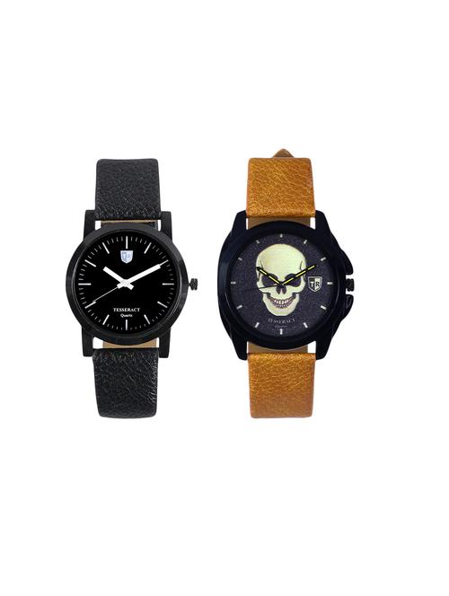 tesseract black dial & skull face dial men's analogue watches (sbb039+ubrgs047) - 15366496 - Very Small Image - 1