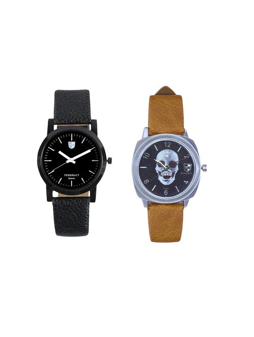 tesseract black dial & skull face dial men's analogue watches (sbb039+ubrss049) - 15366497 - Very Small Image - 1