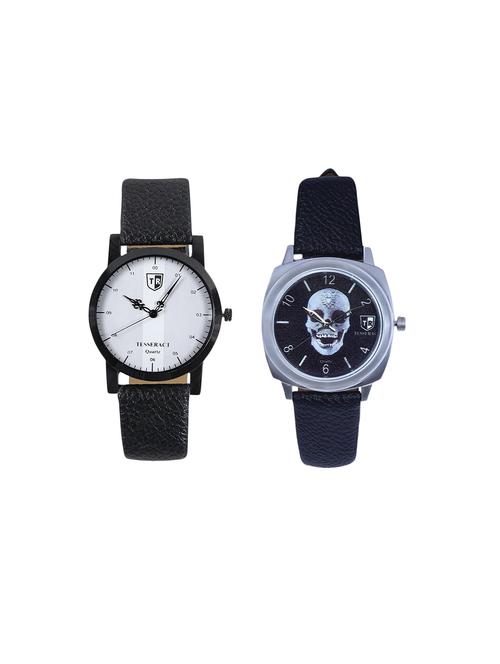 tesseract white dial & black skull face dial men's analogue watches (sbofw045+ubss053) - 15366544 - Very Small Image - 1